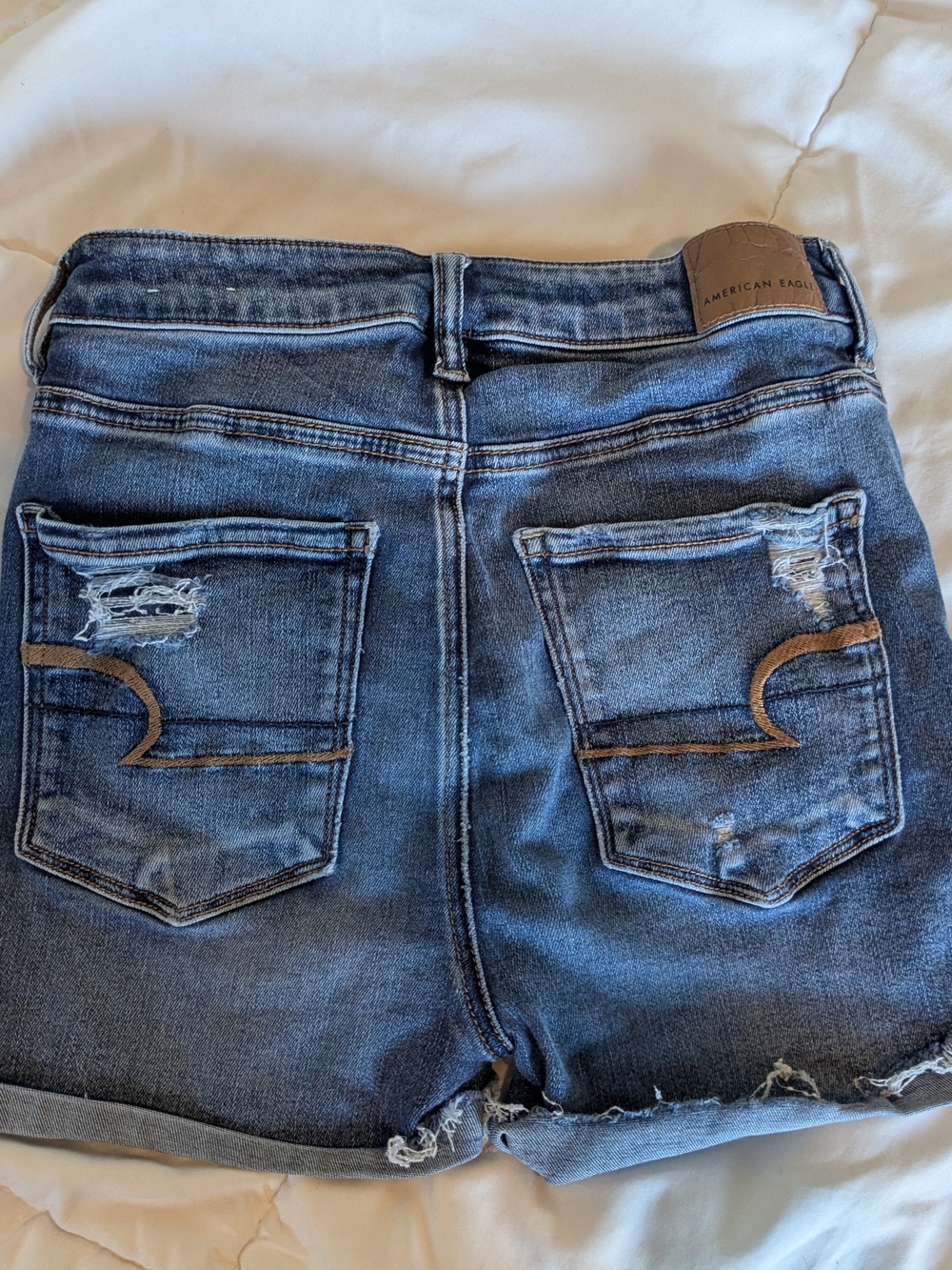American Eagle Distressed Denim Shorts - Blue
